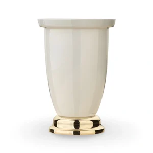 Porte-verre, Laiton et céramique, sur pied, TB34